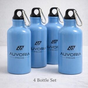 🩵 Set of 4 AUVORIA PRIME Aluminum Water Bottles 20oz | Team Camp Travel Ready